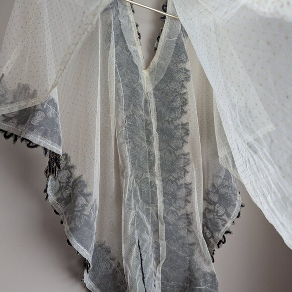 Unbranded 3D applique floral sheer mesh polka dot cape - Picture 6 of 8